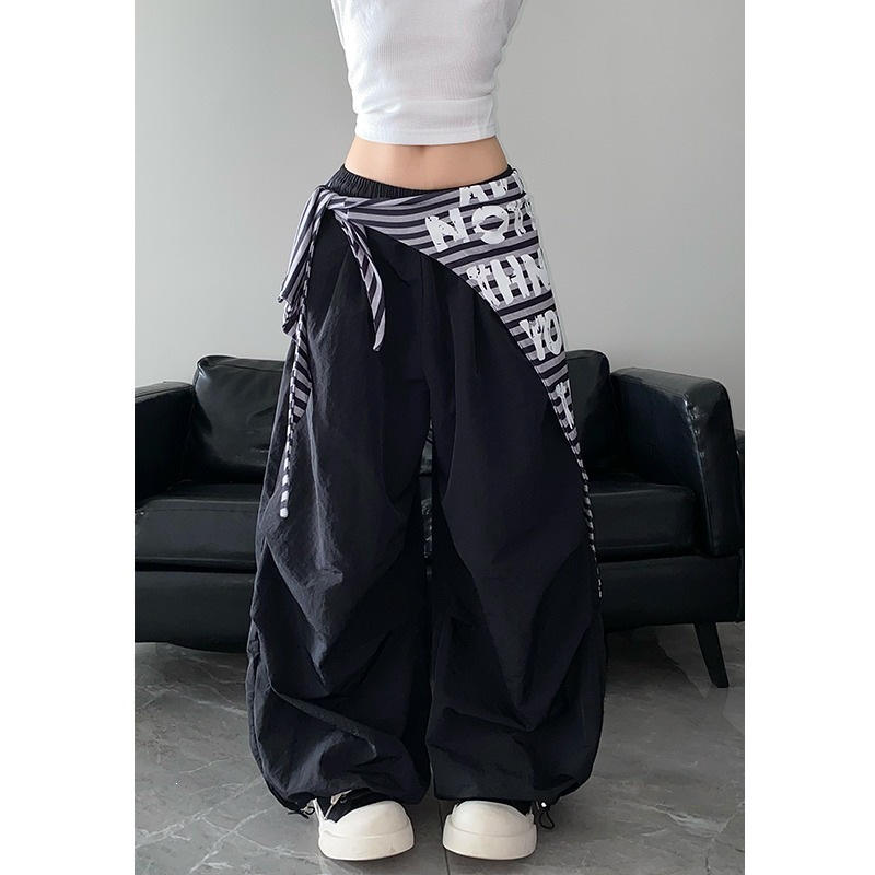 Women'S Fashion Utility Pants - กางเกงพาราชูทสไตล์ Y2K สำหรับผู้หญิง ดีไซน์แบบเลเยอร์ สายสะพายถอดได้ กางเกงยูทิลิตี้ทรงหลวม