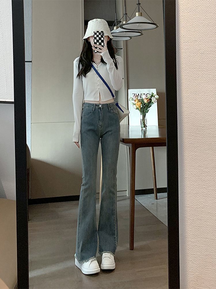 Women'S Fashion Utility Pants - กางเกงยีนส์ทรงกว้างสำหรับผู้หญิง ประดับด้วยหินวิบวับ มีกระเป๋าคาร์โก้ กระเป๋าหลายช่อง สไตล์ยูทิลิตี้ ชุดทำงาน