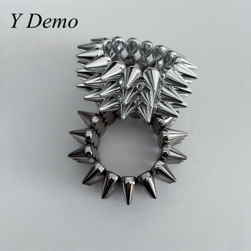 Women'S Y3K Fashion - Y Demo Y3K สร้อยข้อมือสไตล์พังก์ล้ำยุค ประดับหมุดโลหะ เรซิ่นเคลือบโลหะ