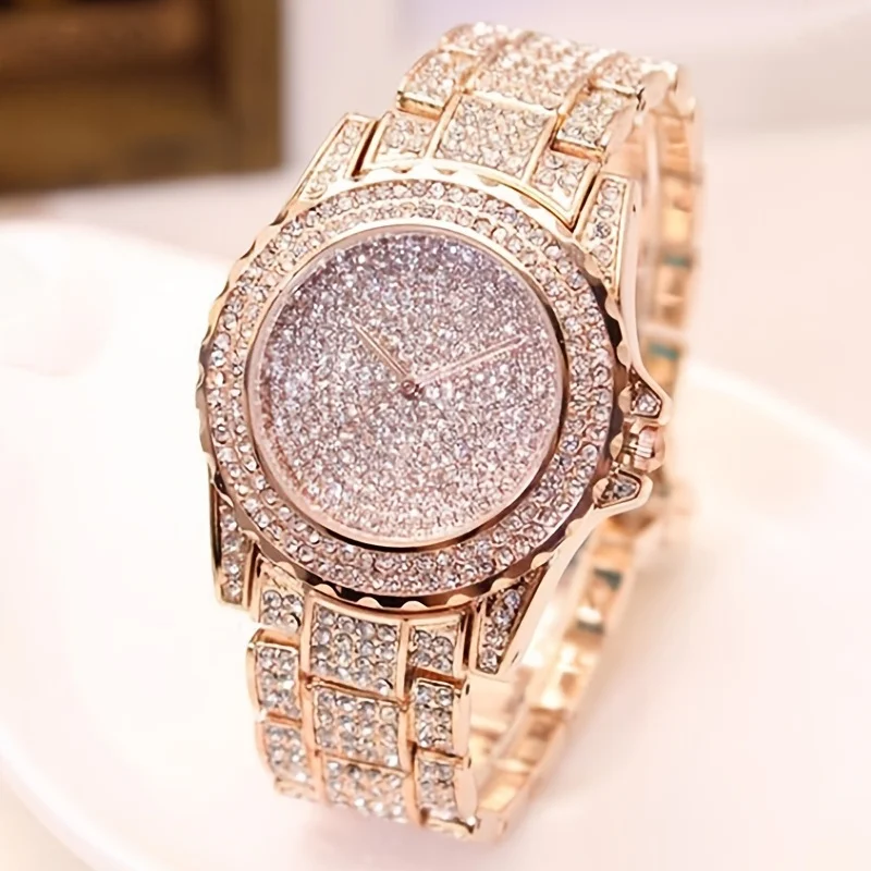 Women'S Fashion Digital Watch - นาฬิกาควอตซ์แฟชั่นผู้หญิงทำจากเหล็กเต็มรูปแบบประดับคริสตัล
