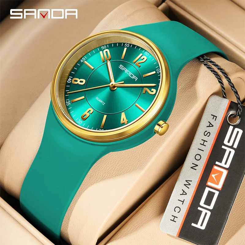 Women'S Fashion Digital Watch - SANDA แฟชั่นผู้หญิงนาฬิกาควอตซ์เรียบง่ายหน้าปัดประณีตสายซิลิโคน 3ATM กันน้ำน้ำหนักเบาจอแสดงผลส่องสว่างนาฬิกานักเรียน