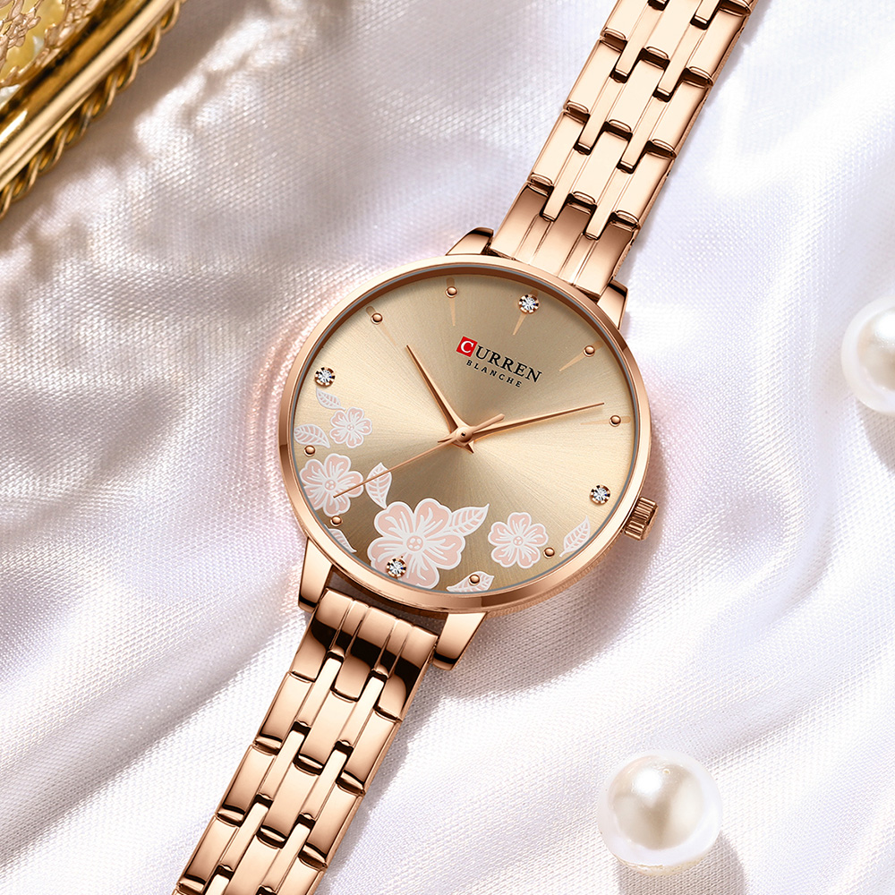 Women'S Fashion Digital Watch - CURREN ประณีต Minimalist นาฬิกาผู้หญิงหรูหราแฟชั่นคราบเหล็กสุภาพสตรีนาฬิกาข้อมือควอตซ์กันน้ํา Rose Gold