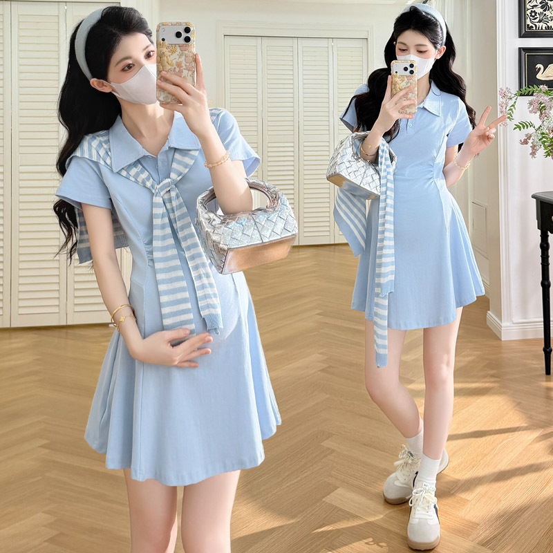 ชุดคลุมท้องฤดูร้อน 2026 สีฟ้า  - Ruched Dress Mini บทวิจารณ์และราคา