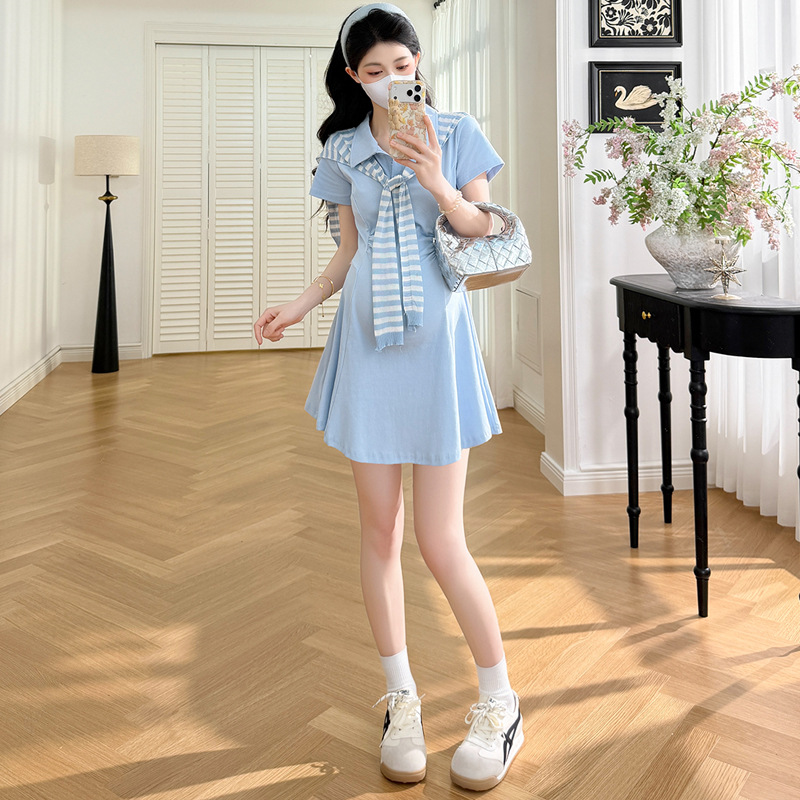 ชุดคลุมท้องฤดูร้อน 2026 สีฟ้า  - Ruched Dress Mini บทวิจารณ์และราคา