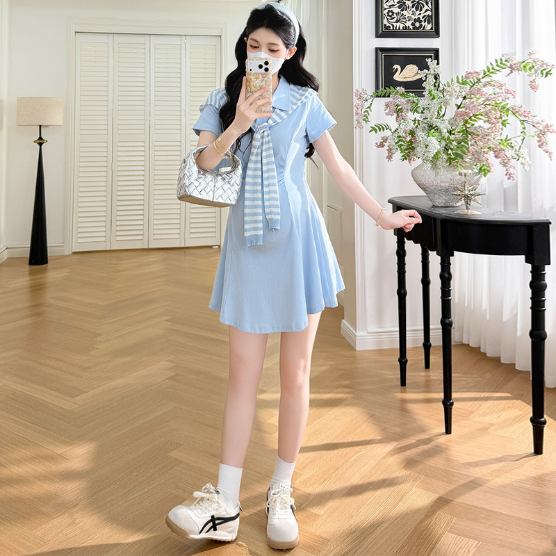 ชุดคลุมท้องฤดูร้อน 2026 สีฟ้า  - Ruched Dress Mini บทวิจารณ์และราคา