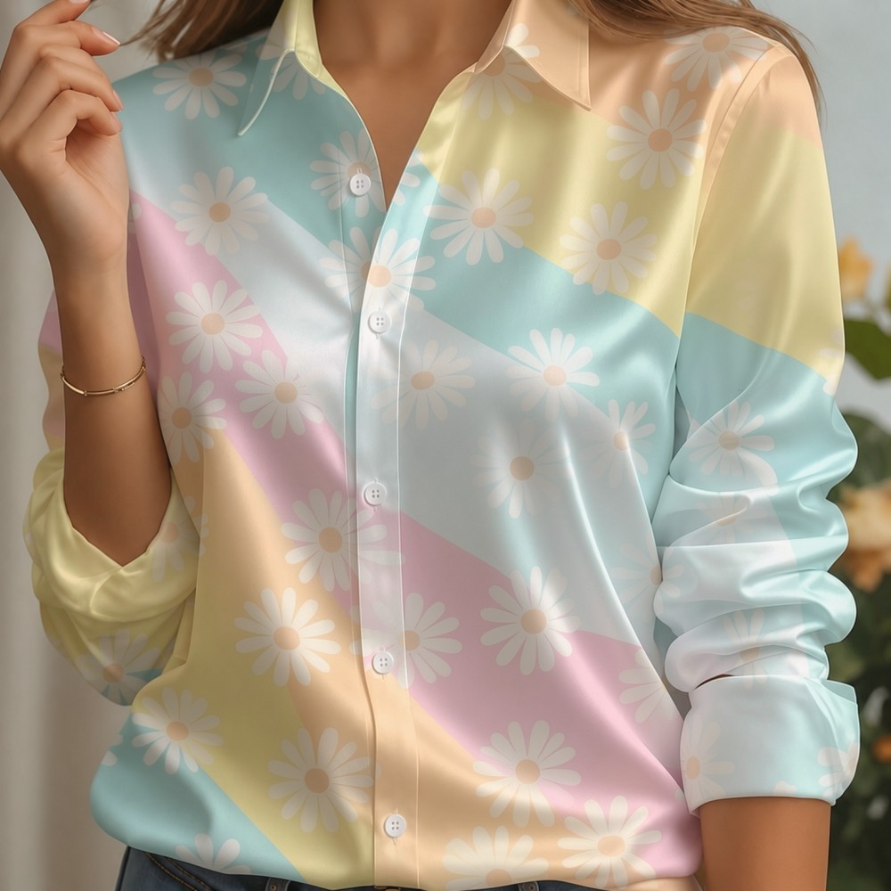 เสื้อเชิ้ตผู้หญิง ปกผ้าซาติน ล - Women Top Fashion บทวิจารณ์และราคา