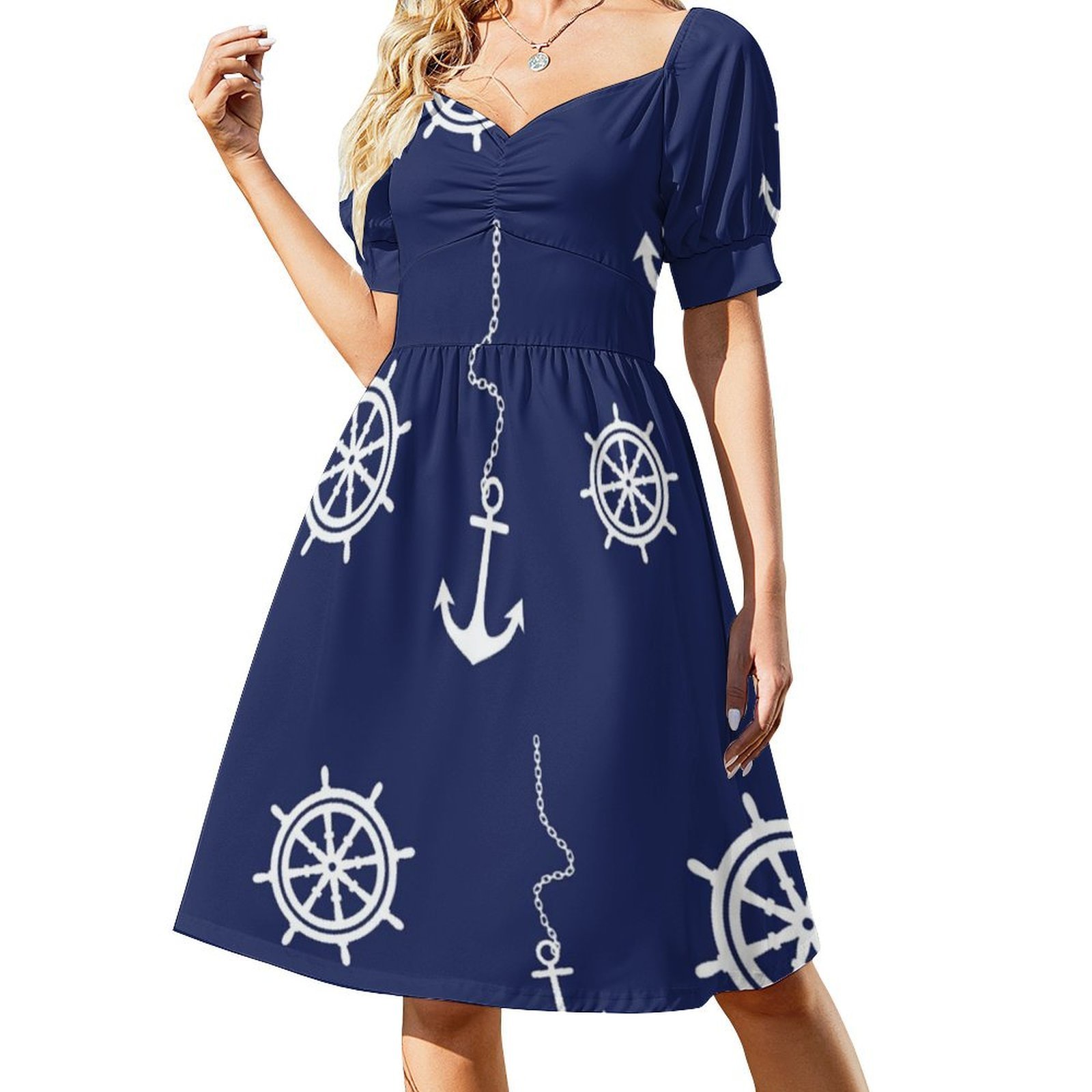 ลายเรือใบสีกรมท่าและสีขาว พร้อ - Women Fashion Gown บทวิจารณ์และราคา