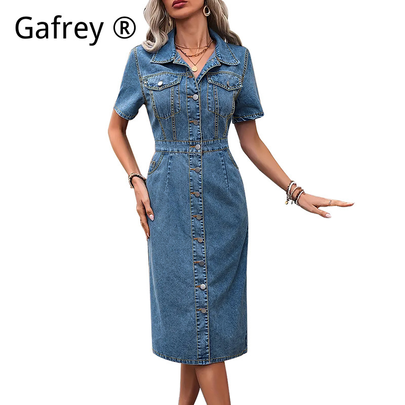 เดรสยีนส์ผู้หญิงไซส์ใหญ่ คอปก  - Women Fashion Jeans บทวิจารณ์และราคา