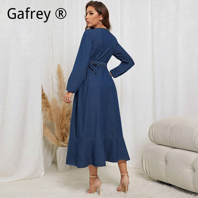 เดรสยีนส์ผู้หญิงไซส์ใหญ่ แขนยา - Women Fashion Jeans บทวิจารณ์และราคา