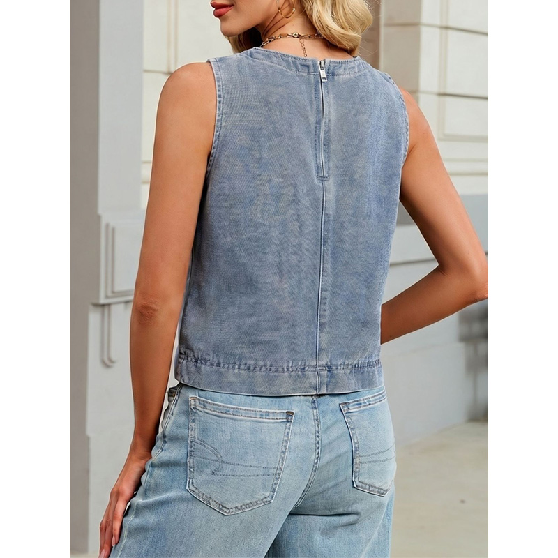 เบนย์นฟฟี่เสื้อกั๊กยีนส์คอกลมล - Women Fashion Jeans บทวิจารณ์และราคา
