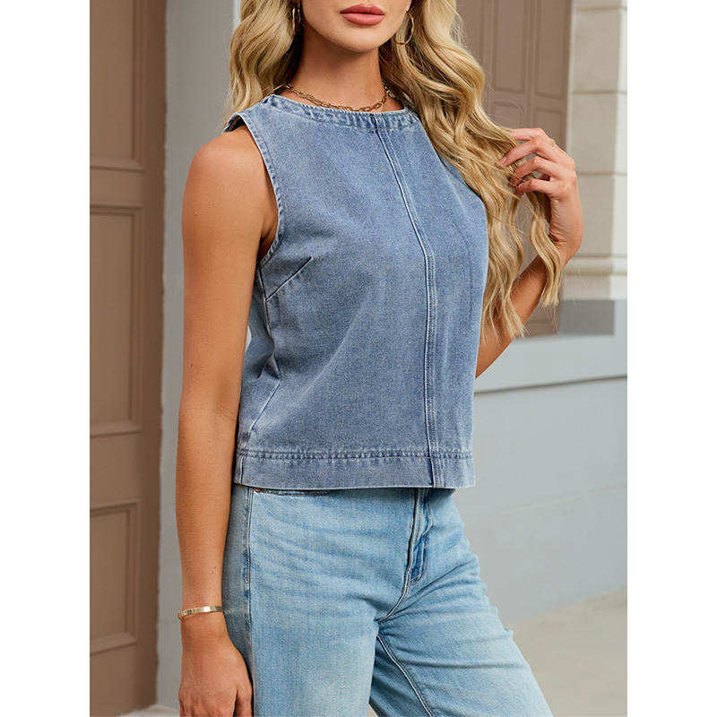 เบนย์นฟฟี่เสื้อกั๊กยีนส์คอกลมล - Women Fashion Jeans บทวิจารณ์และราคา