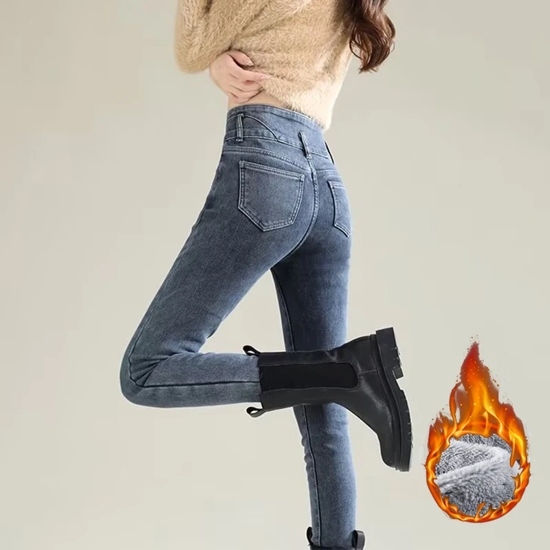 กางเกงยีนส์ขายาวทรงตรงบุขนกำมะ - Women Fashion Jeans บทวิจารณ์และราคา