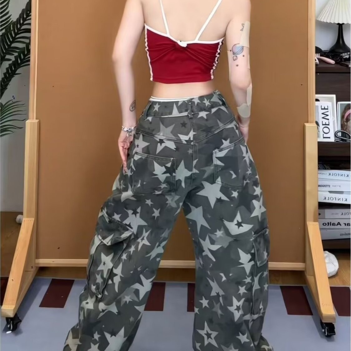 กางเกงคาร์โก้ลายพรางสำหรับผู้ห - Women'S Fashion Utility Pants บทวิจารณ์และราคา