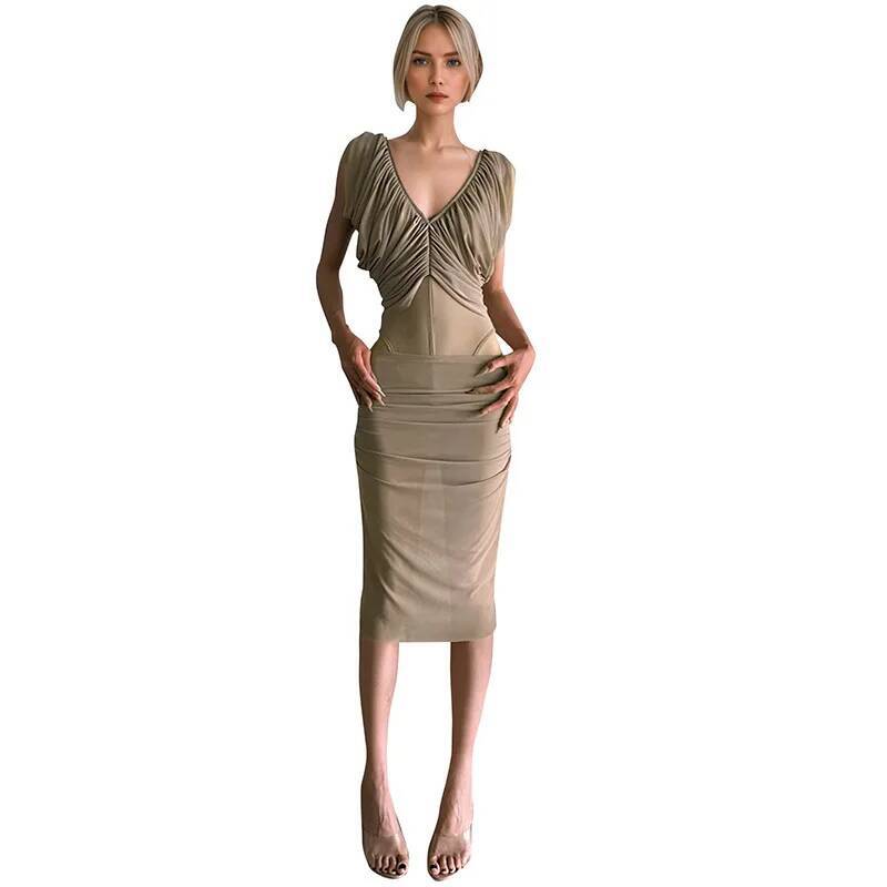 เดรสชีฟองฝรั่งเศสทรงเข้ารูปสำห - Ruched Dress Mini บทวิจารณ์และราคา