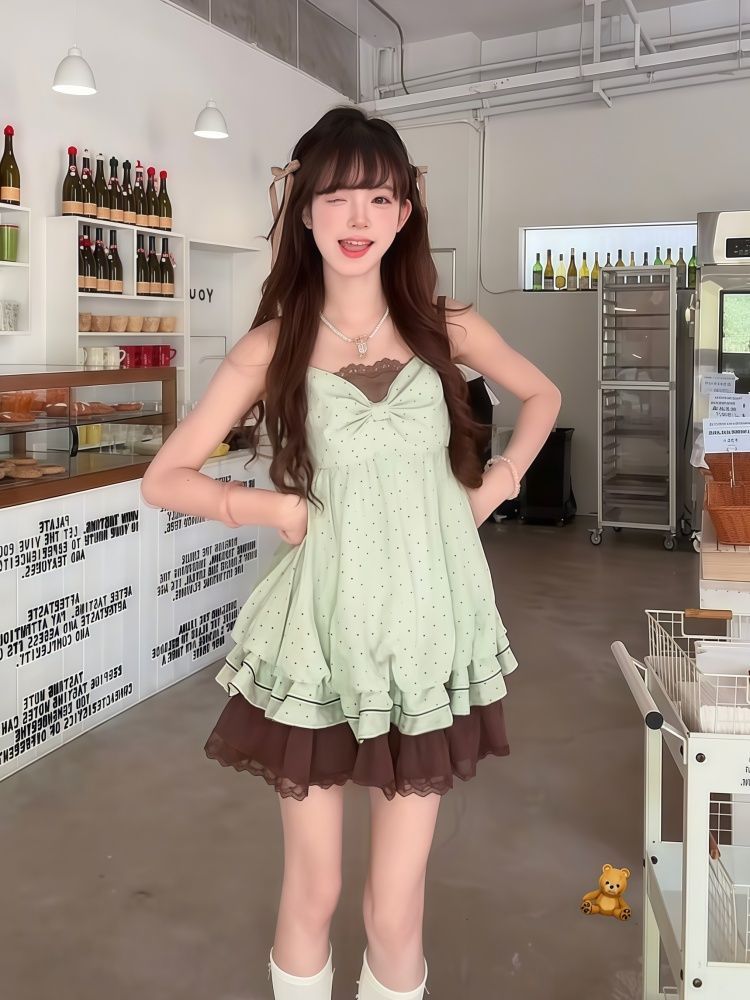 ชุดเดรสสายเดี่ยวลายจุดสไตล์เกา - Ruched Dress Mini บทวิจารณ์และราคา