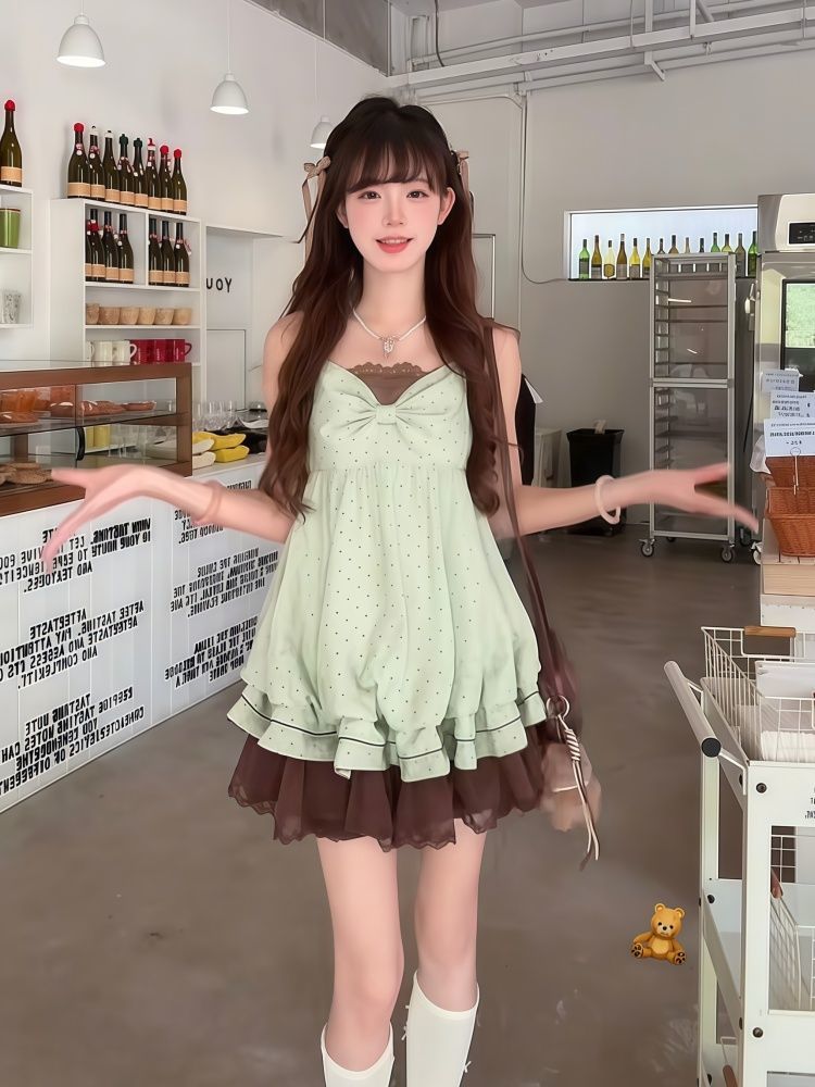 ชุดเดรสสายเดี่ยวลายจุดสไตล์เกา - Ruched Dress Mini บทวิจารณ์และราคา